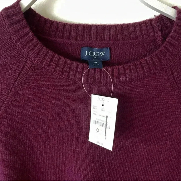 J Crew Factory Crewneck sweater supersoft lambswool blend Heather Cabernet M NWT - Picture 5 of 6